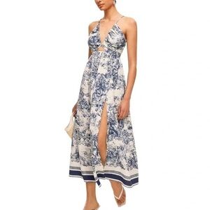 Commense Navy and White Patterned Maxi Dress